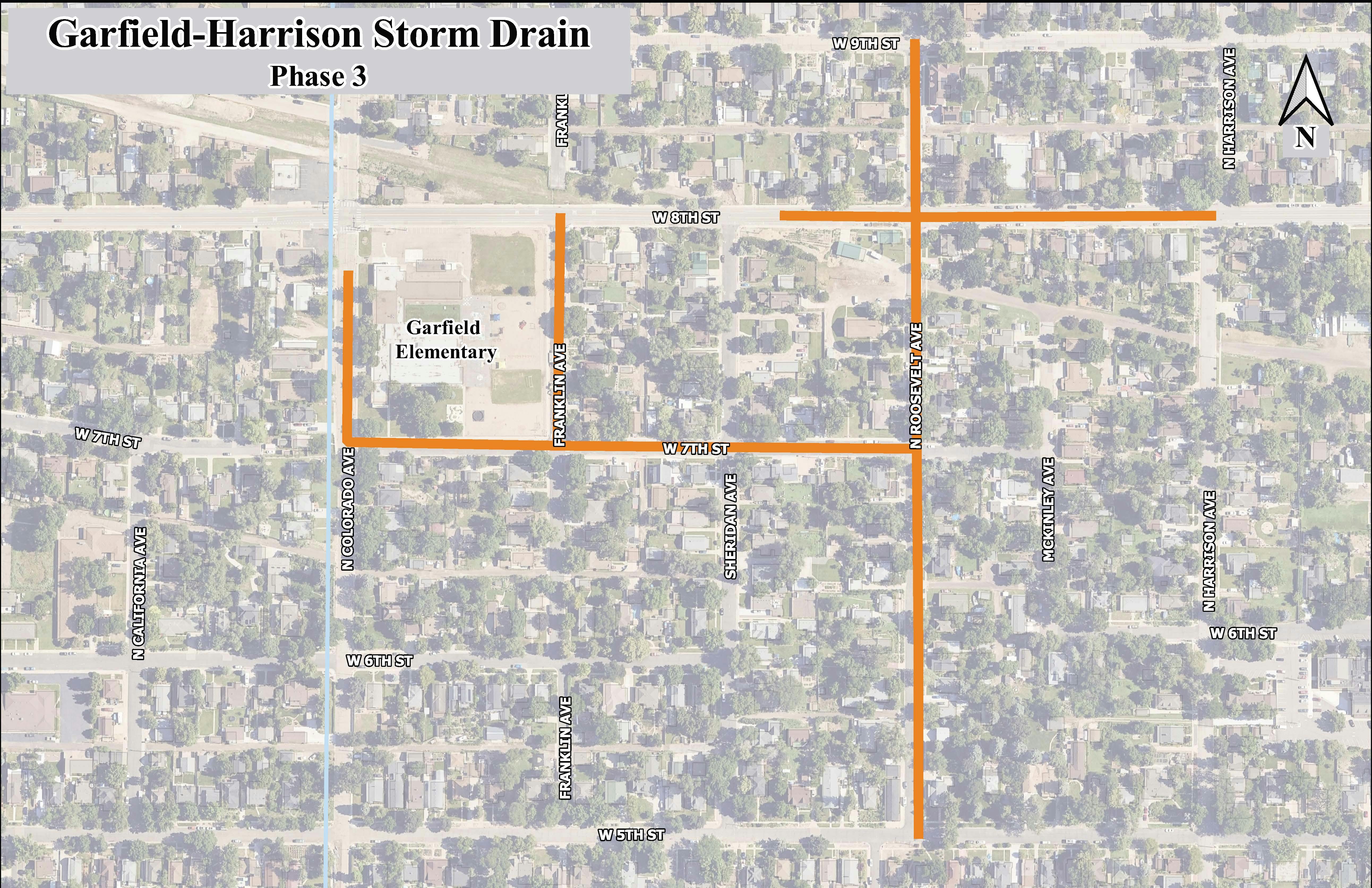 A map of the Phase 3 construction zones. 