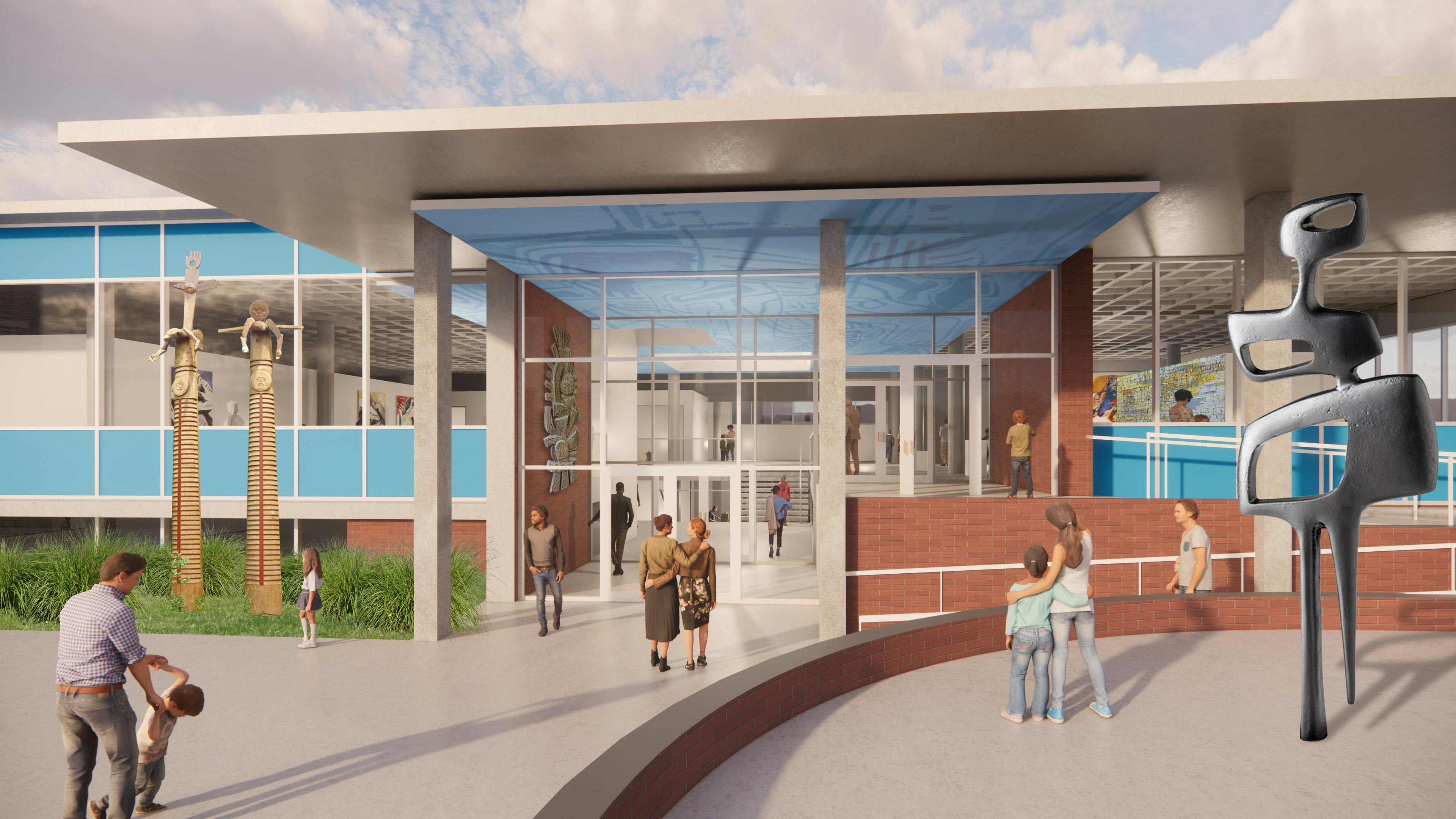 Architectural concept of Vancouver arts hub entry plaza