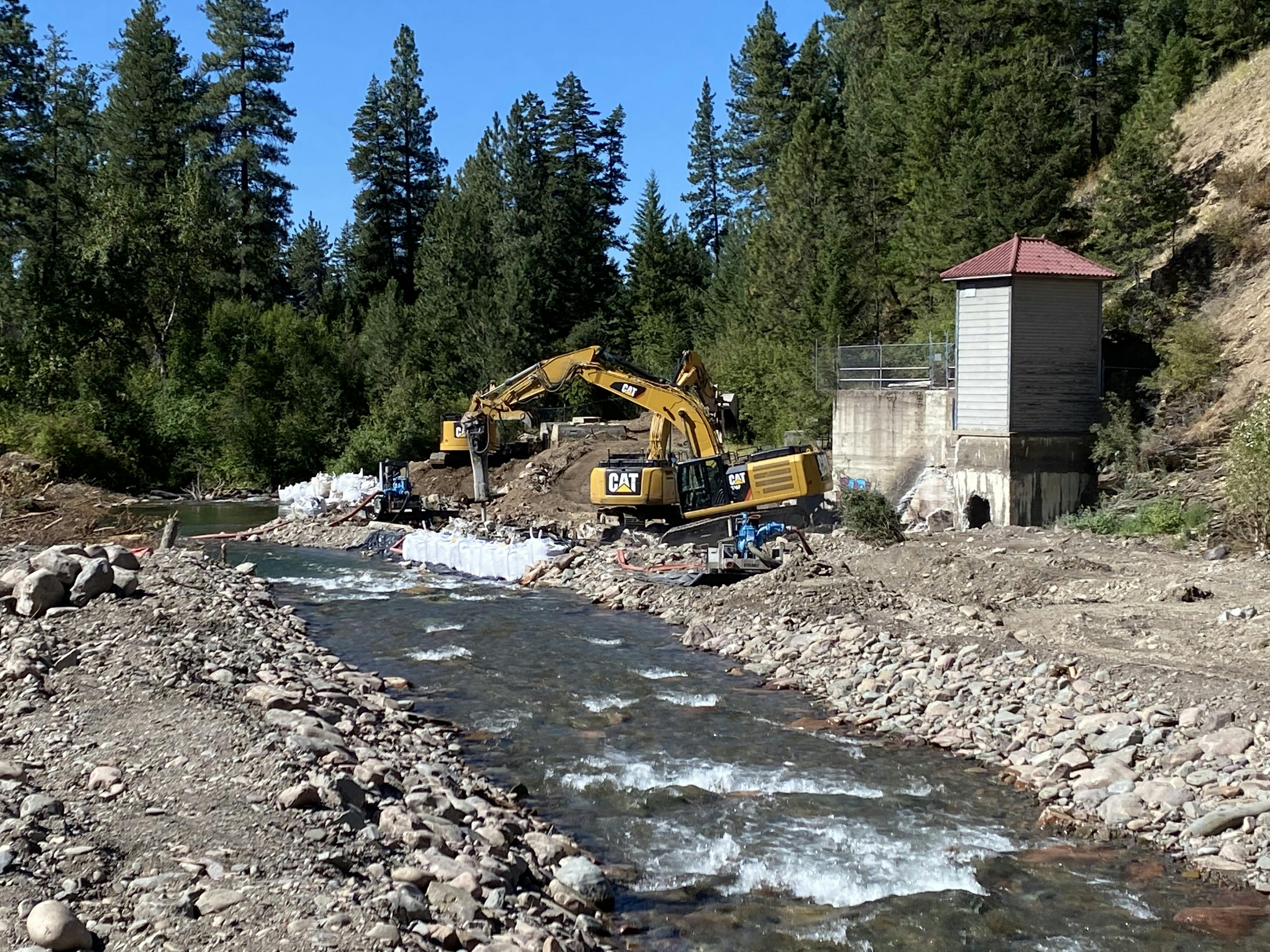 Dam structure removal w/creek view August 10, 2020