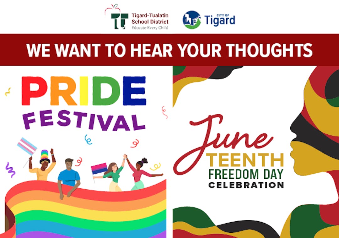 Invitation to participate in survey for Pride and Juneteenth Freedom Day Events
