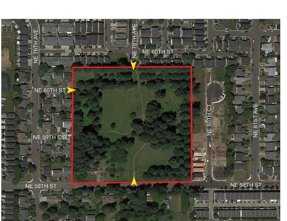 Aerial photo of Shaffer Park in 2021