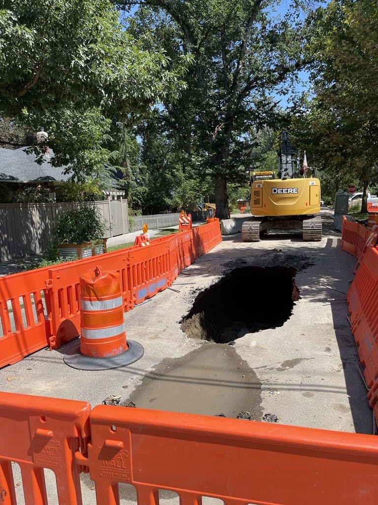 Equipment and sinkhole on August 25