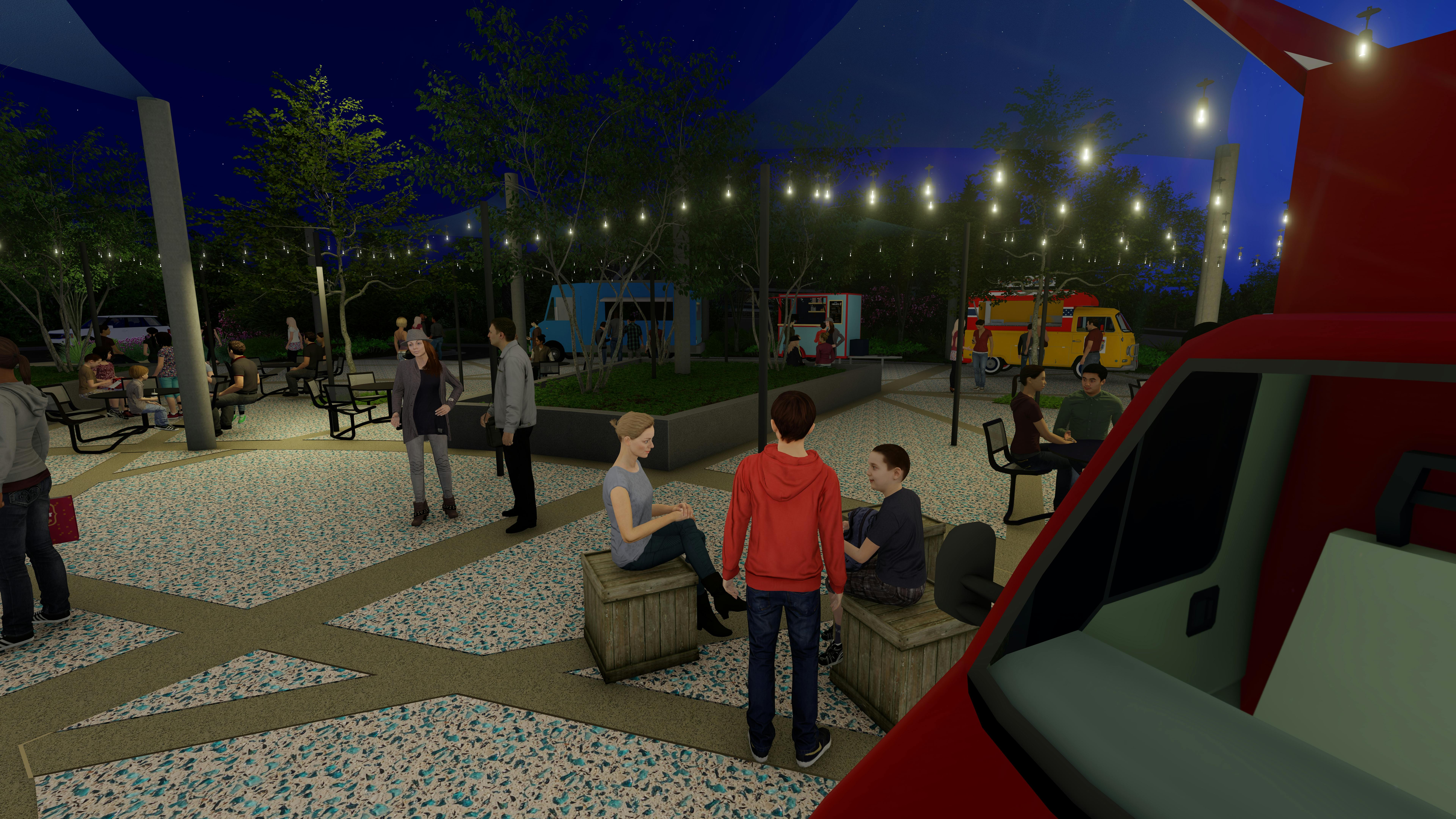 Food Truck Plaza Nighttime 