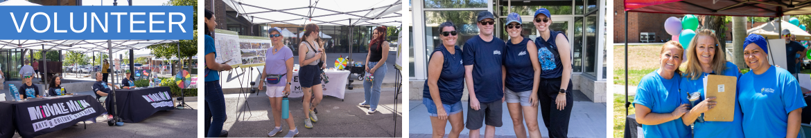 People at booths volunteering