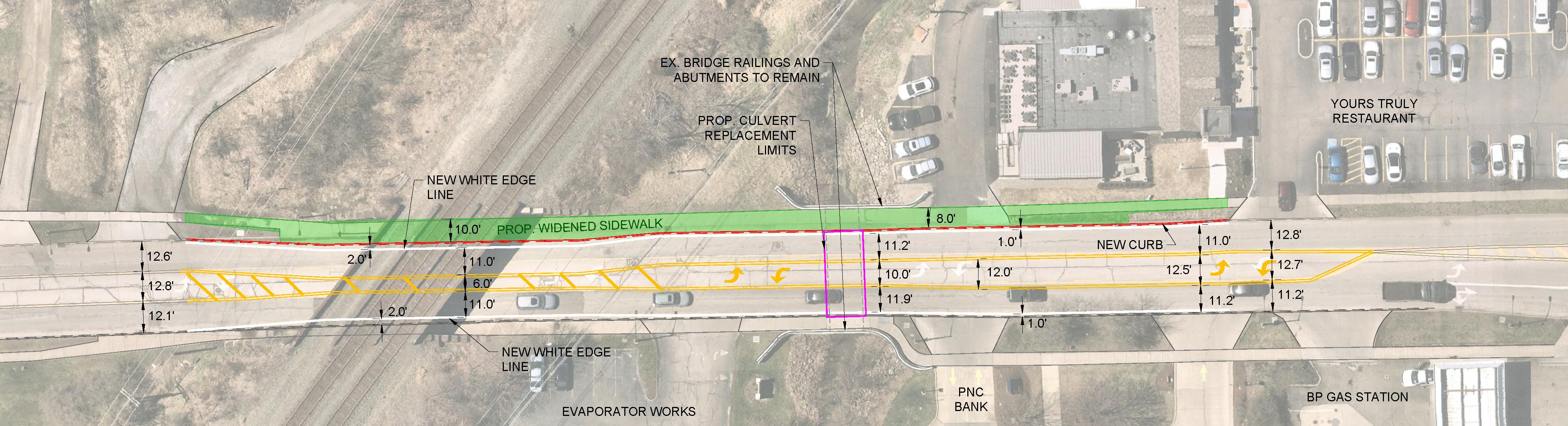 Map of Proposed SR 91 Sidewalk Widening