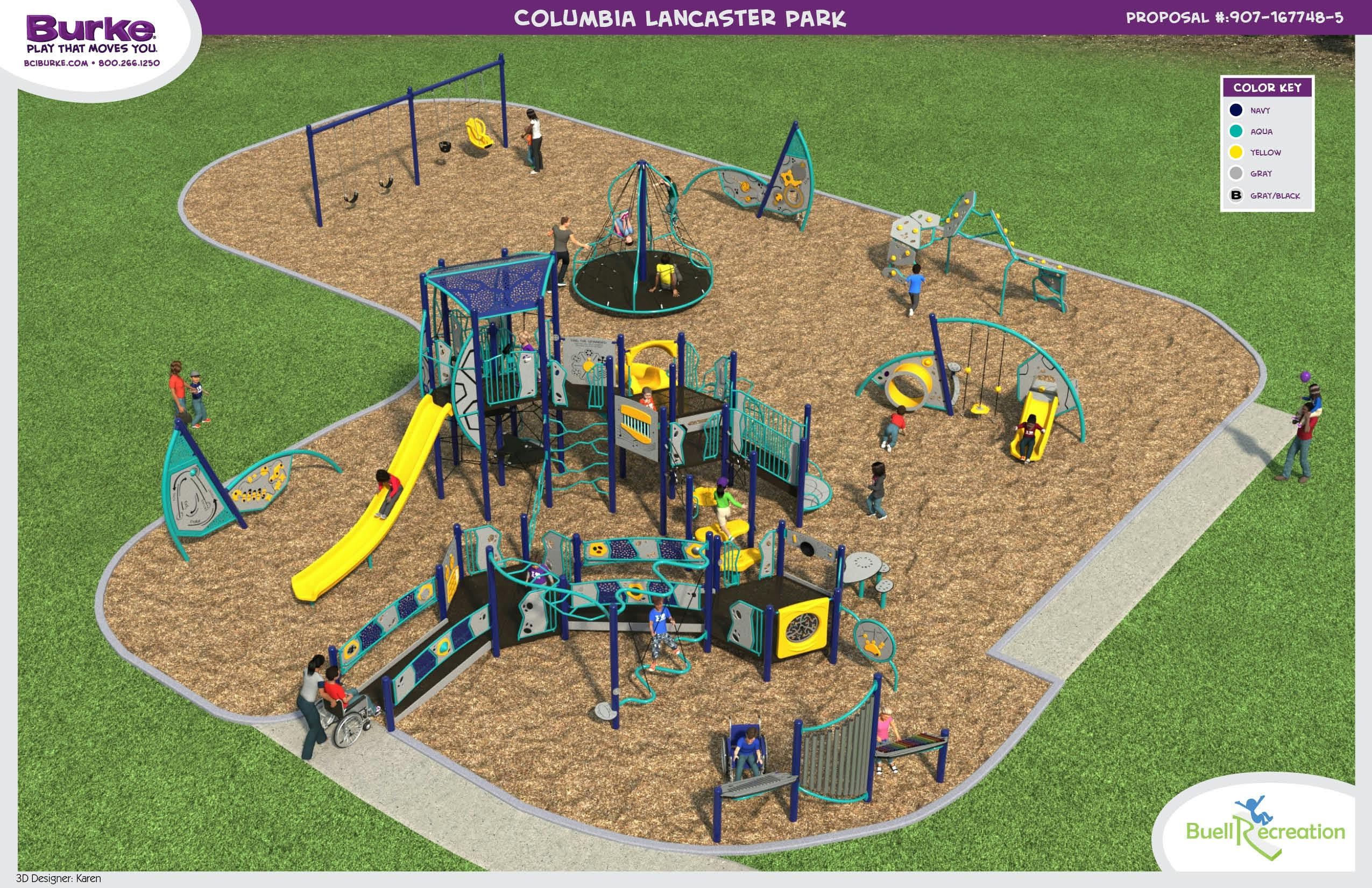 Aerial rendering of the new Columbia Lancaster Playground