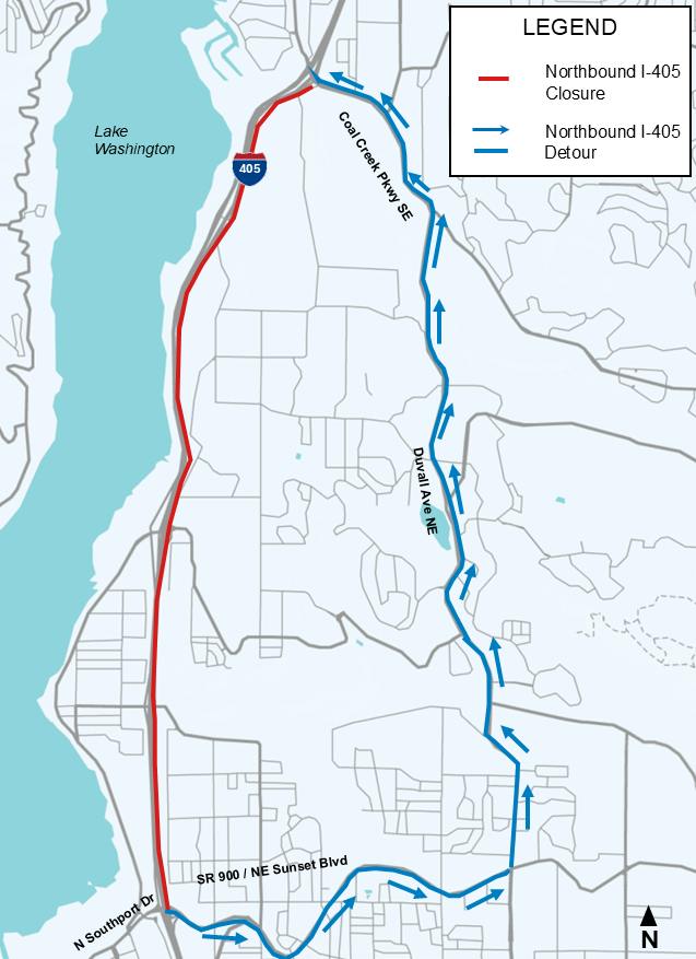 Northbound I-405 detour (N Southport to CCP)
