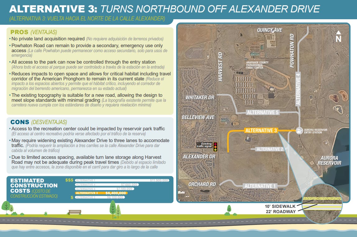 Graphic of Alternative 3: Turns Northbound Off Alexander Drive
