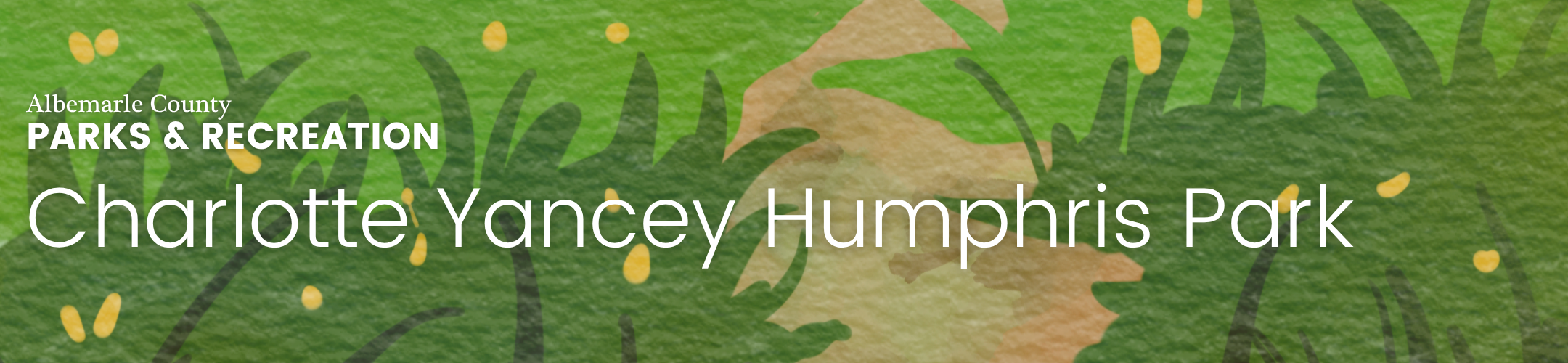 Headline banner for Humphris park improvement project with a background graphic of a watercolor nature scene
