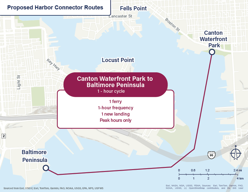 Canton Waterfront Park to Baltimore Peninsula Proposed Route.png