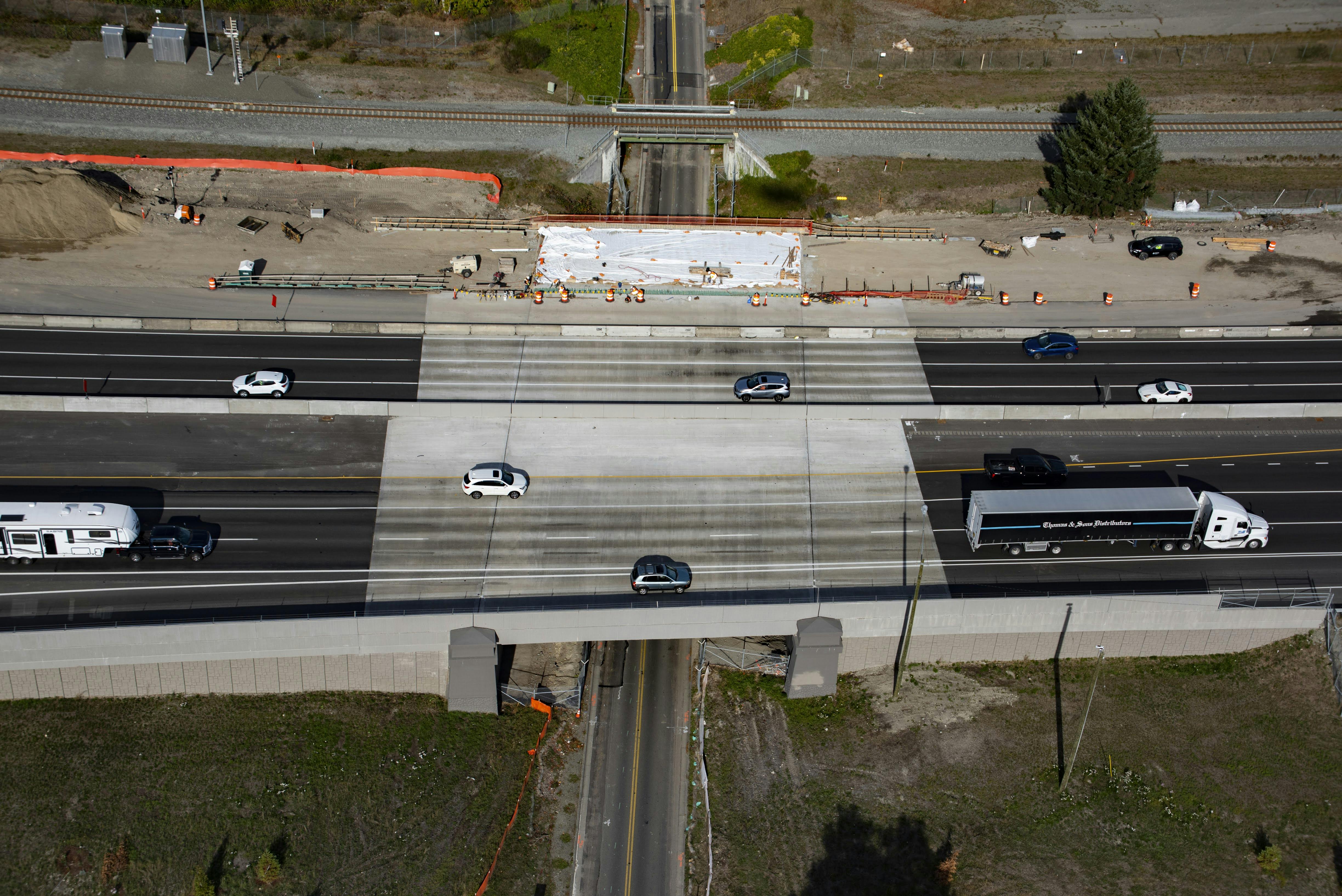 Aerial view of the new Pendelton overpass.