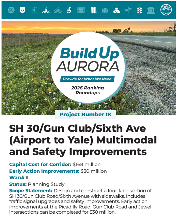 1K: SH30/Gun Club/Sixth Ave (Airport to Yale) Multimodal and Safety Improvements