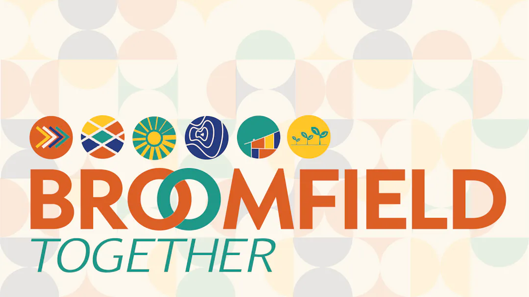 Project graphic for Broomfield Together. The "Os" in Broomfield are interlinked representing togetherness