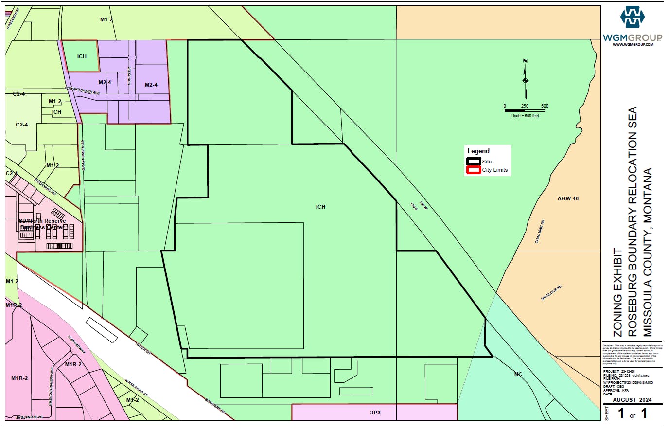 Roseburg and map of city limits.png