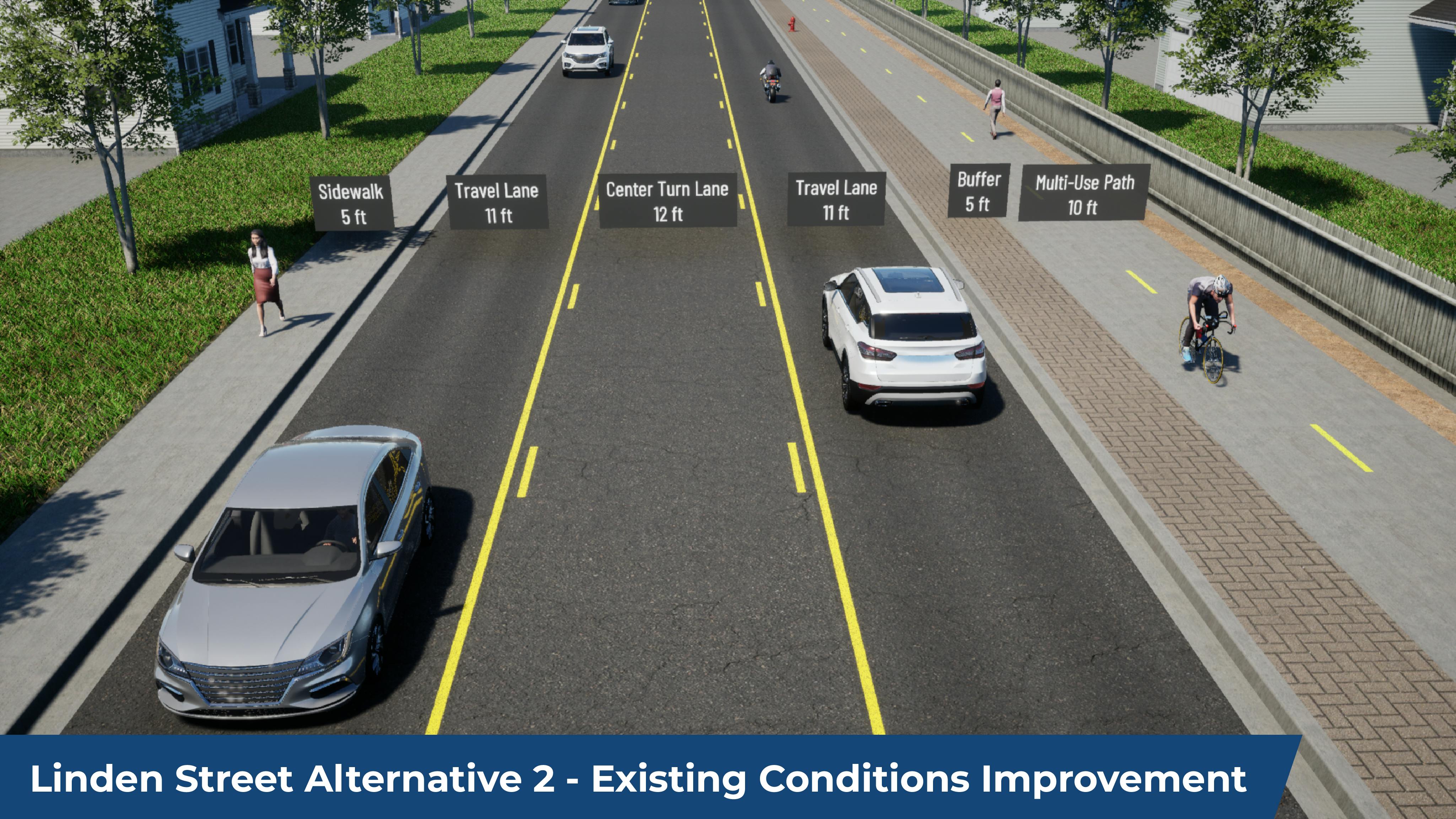 Linden Street Alternative 2 - Existing Conditions Improvement Center Lane