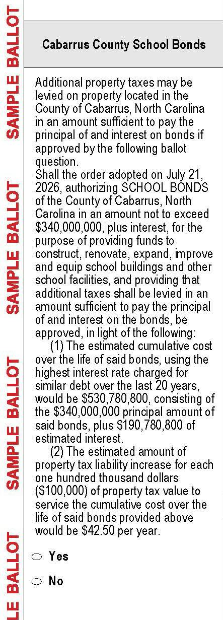 Sample Ballot Bond Question