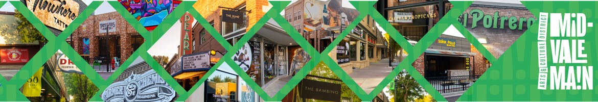 Business and murals on Midvale Main Street